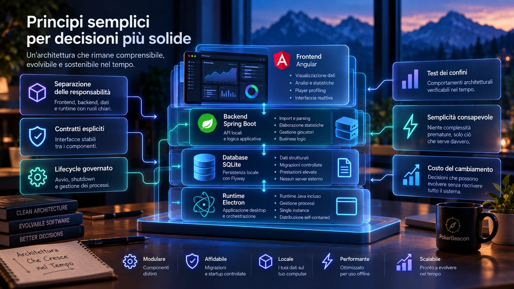 Principi architetturali per mantenere modulare e governabile l’evoluzione di un prodotto desktop.